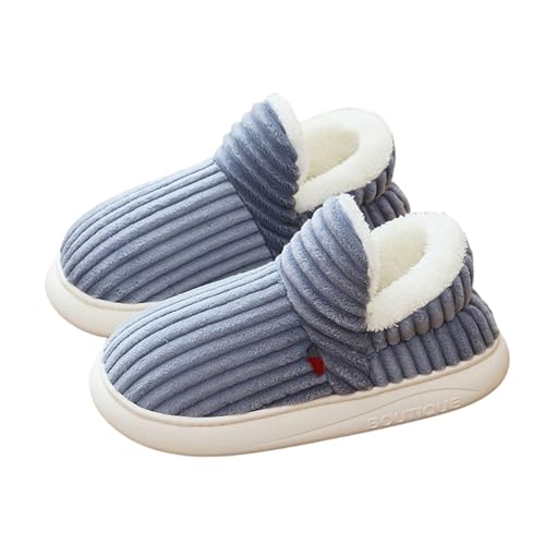 Puffy Cozy Stilvolle Hausschuhe, Unisex, bequem und stilvoll, warme Plüsch-Hausschuhe, dicke Sohle, rutschfeste Stiefel, grau, 38 EU von Generisch