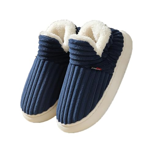 Puffy Cozy Stilvolle Hausschuhe, Wolken-Hausschuhe, Kissen, warm, flauschig, dicke Sohle, rutschfest, gemütlich, Plüsch-Stiefel, Damen, Marineblau, Größe M von Generisch