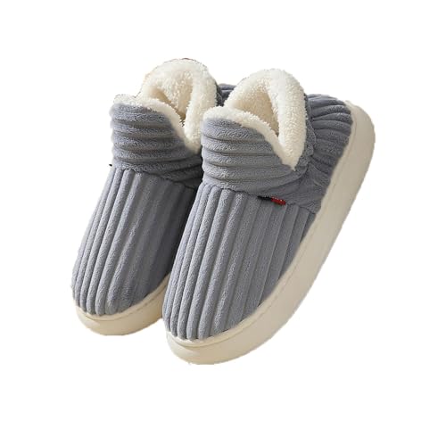 Puffy Cozy Stilvolle Hausschuhe, Wolken-Hausschuhe, Kissen, warm, flauschige Hausschuhe, dicke Sohle, rutschfest, gemütlich, Plüsch-Stiefel, Damen, Grau, Größe 3XL von Generisch