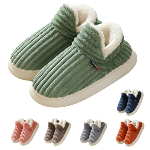 Puffy Cozy Stylish Slippers Cozy Furry House Slippers for Women/Men Non-Slip Winter Stylish Slippers Warm for Indoor Outdoor (Green, 4.5-5) von Generisch