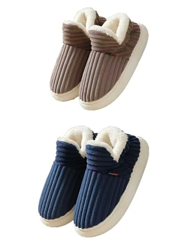 Puffy Gemütliche, stilvolle Hausschuhe, Unisex, bequem und stilvoll, warme Plüsch-Hausschuhe, dicke Sohle, rutschfeste Stiefel, 2 Stück, E, 40 / 42 von Generisch