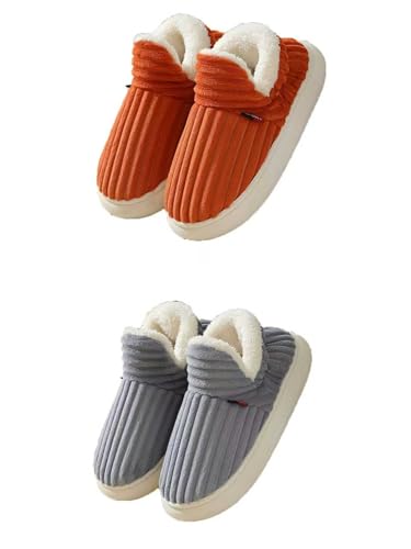 Puffy Gemütliche, stilvolle Hausschuhe, Unisex, bequem und stilvoll, warme Plüsch-Hausschuhe, dicke Sohle, rutschfeste Stiefel (2 Stück - I, 37/37) von Generisch