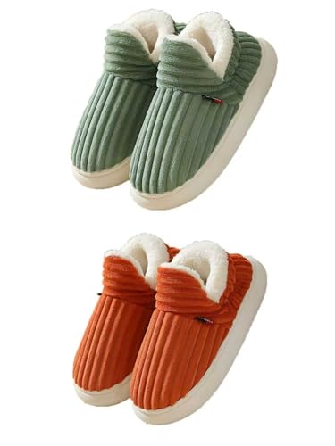 Puffy Gemütliche, stilvolle Hausschuhe, Unisex, bequem und stilvoll, warme Plüsch-Hausschuhe, dicke Sohle, rutschfeste Stiefel (2 Stück-b, 37/37) von Generisch