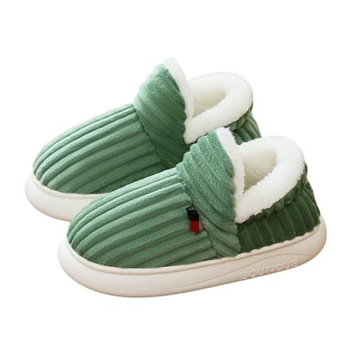 Puffy Gemütliche, stilvolle Hausschuhe, Unisex, bequem und stilvoll, warme Plüsch-Hausschuhe, dicke Sohle, rutschfeste Stiefel (Grün, Größe 40/42) von Generisch