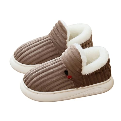 Puffy Gemütliche, stilvolle Hausschuhe, Unisex, bequem und stilvoll, warme Plüsch-Hausschuhe, dicke Sohle, rutschfeste Stiefel (Kaffee, Größe 37/37) von Generisch