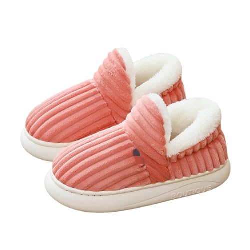 Puffy Gemütliche, stilvolle Hausschuhe, Unisex, bequem und stilvoll, warme Plüsch-Hausschuhe, dicke Sohle, rutschfeste Stiefel (Rosa, Größe 39/39) von Generisch