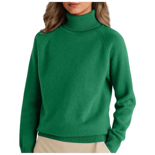 Pullover Damen Elegant Rollkragenpullover Strickpullover Casual Stehkragen Pulli Langarm Stretch Oberteile Thermo Rolli Sweater Weich Warm Winterpullover Einfarbig Basic Langarmshirt von Generisch