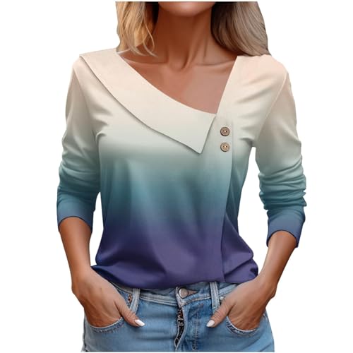 Pullover Damen Langarmshirt Fraeun Herbst Farbblock Tops Tunika Oberteile Lässige Mode elegant Bluse Tshirt Kleidung Langarm Oberteil Damen Eng Hemdbluse Weiss Damen Langarm Blusen Damen Langarm Weit von Generisch