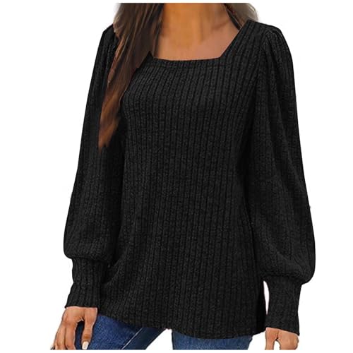Pullover Damen Langarmshirt Weihnachtspullover Winter Strickpullover Elegant Blusen Strickwaren Pulli Oversize Oberteile Locker Lang Winterpullover Leicht Bequem Sweater Strickpulli Große Größe von Generisch