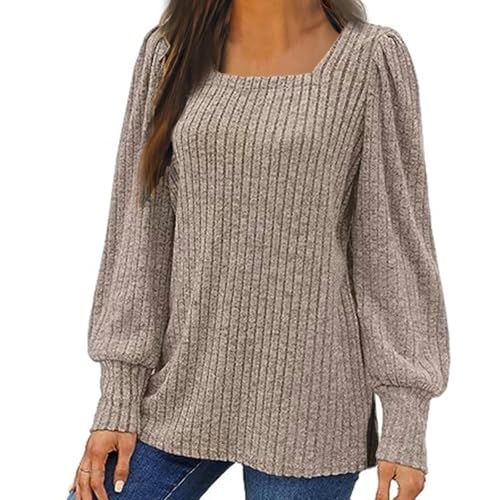 Pullover Damen Langarmshirt Weihnachtspullover Winter Strickpullover Elegant Blusen Strickwaren Pulli Oversize Oberteile Locker Lang Winterpullover Leicht Bequem Sweater Strickpulli Große Größe von Generisch