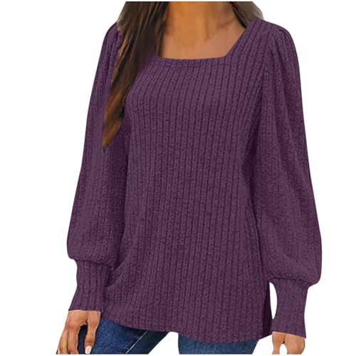 Pullover Damen Langarmshirt Weihnachtspullover Winter Strickpullover Elegant Blusen Strickwaren Pulli Oversize Oberteile Locker Lang Winterpullover Leicht Bequem Sweater Strickpulli Große Größe von Generisch