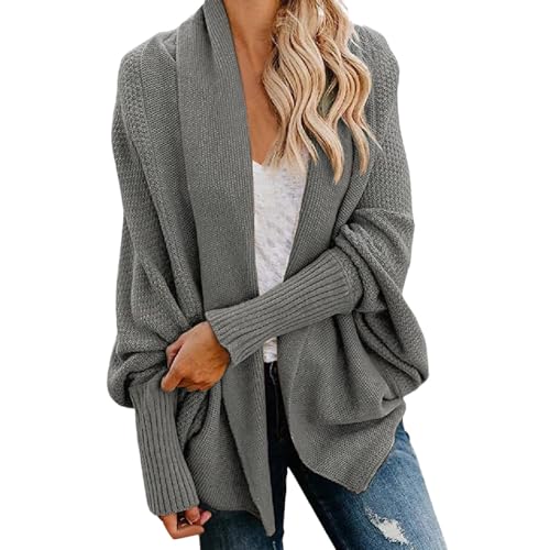 Pullover Damen Oversize Petrol Baumwolle elegant Strickjacke Cardigan Langarm top t Shirt Leggings von Generisch