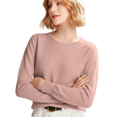 Pullover Damen Ribbed Knit Jumper Langarm Rundhals Pullover Damen Oversized Sweater Plain Loose Fit Tops,Rosa,XXL von Generisch