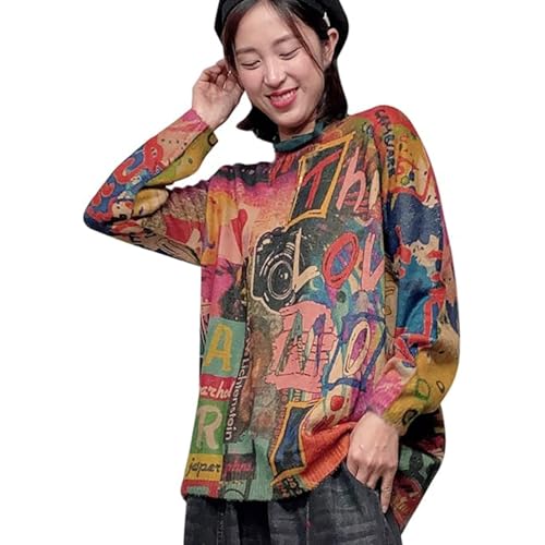 Pullover Damen - Strickpullover Pullover Elegant Langarm Pulli Basic Casual Shirt Klassischer Elegant Vintage Strickpulli Gestrickt Obertiele Winter Grobstrickpullover von Generisch