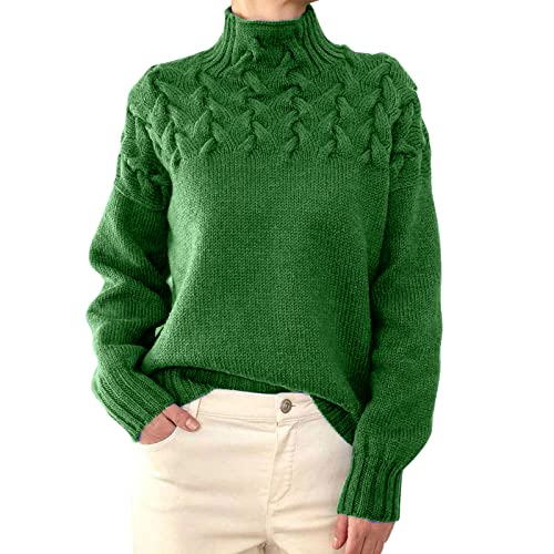 Pullover Damen Strickwaren Kaschmir Pullover, Verdicken Solide Damen Rollkragen Pullover Weich Warm Lose für Winter Rollkragenshirt Cable Knit Elegant Langarm Tops Weich Jumper Sweater von Generisch