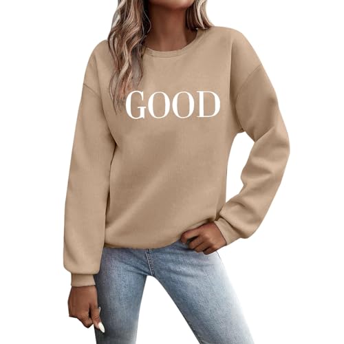 Pullover Damen Sweatshirt Weihnachtspullover Sweater Langarm Baumwolle Fleecepullover Rundhals Pulli Herbst Winter Frauen Elegant Oversized Oberteil Streetwear Sweatshirts ohne Kapuze Bluse Tops von Generisch