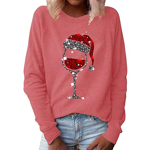 Pullover Damen Sweatshirt Weihnachtspullover Sweater Langarm Baumwolle Fleecepullover Rundhals Pulli Herbst Winter Frauen Elegant Oversized Oberteil Streetwear Sweatshirts ohne Kapuze Bluse Tops von Generisch