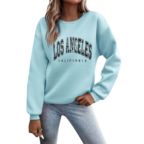 Pullover Damen Sweatshirt Weihnachtspullover Sweater Langarm Baumwolle Fleecepullover Rundhals Pulli Herbst Winter Frauen Elegant Oversized Oberteil Streetwear Sweatshirts ohne Kapuze Bluse Tops von Generisch