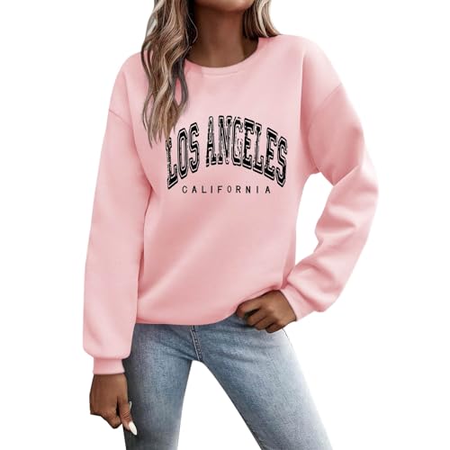 Pullover Damen Sweatshirt Weihnachtspullover Sweater Langarm Baumwolle Fleecepullover Rundhals Pulli Herbst Winter Frauen Elegant Oversized Oberteil Streetwear Sweatshirts ohne Kapuze Bluse Tops von Generisch
