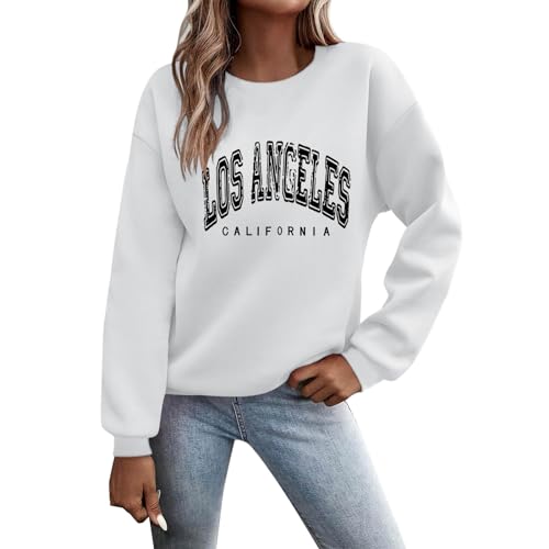 Pullover Damen Sweatshirt Weihnachtspullover Sweater Langarm Baumwolle Fleecepullover Rundhals Pulli Herbst Winter Frauen Elegant Oversized Oberteil Streetwear Sweatshirts ohne Kapuze Bluse Tops von Generisch