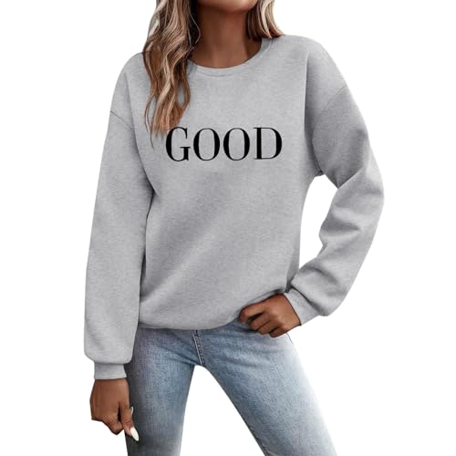 Pullover Damen Sweatshirt Weihnachtspullover Sweater Langarm Baumwolle Fleecepullover Rundhals Pulli Herbst Winter Frauen Elegant Oversized Oberteil Streetwear Sweatshirts ohne Kapuze Bluse Tops von Generisch