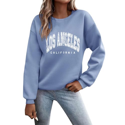 Pullover Damen Sweatshirt Weihnachtspullover Sweater Langarm Baumwolle Fleecepullover Rundhals Pulli Herbst Winter Frauen Elegant Oversized Oberteil Streetwear Sweatshirts ohne Kapuze Bluse Tops von Generisch