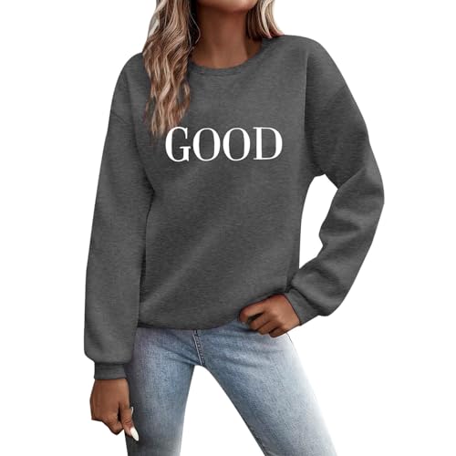 Pullover Damen Sweatshirt Weihnachtspullover Sweater Langarm Baumwolle Fleecepullover Rundhals Pulli Herbst Winter Frauen Elegant Oversized Oberteil Streetwear Sweatshirts ohne Kapuze Bluse Tops von Generisch