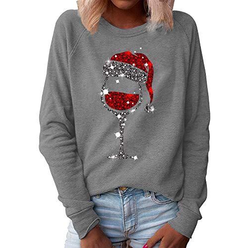 Pullover Damen Sweatshirt Weihnachtspullover Sweater Langarm Baumwolle Fleecepullover Rundhals Pulli Herbst Winter Frauen Elegant Oversized Oberteil Streetwear Sweatshirts ohne Kapuze Bluse Tops von Generisch