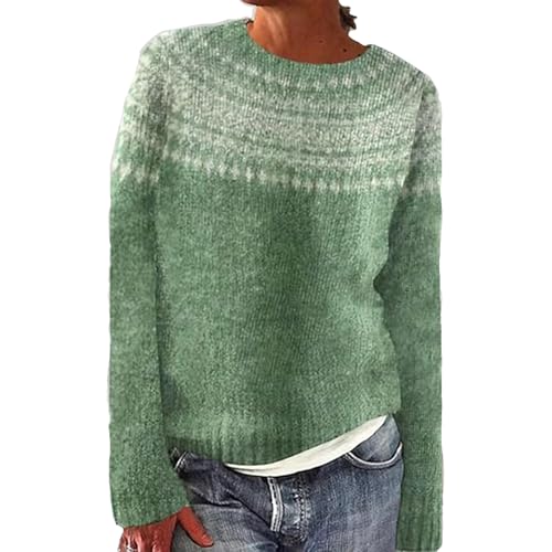 Pullover Damen Winter Norweger Elegant Strickpullover Casual Rundhals Autumn&Winter Oberteile Mit Aufdruck Langarm Italienische Mode Sweatshirt Warm von Generisch