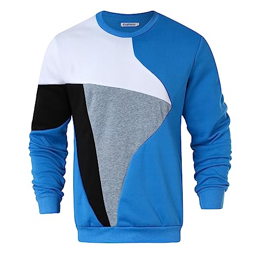 Pullover Herren Sweatshirt Herren Pullover Patchwork Warm Sweatpullover Rundhals Winterpullover Basic Farbblock Herrenpullover Langarm Winter Sport Outwear Langarmshirt Casual Hoodie Streetwear von Generisch
