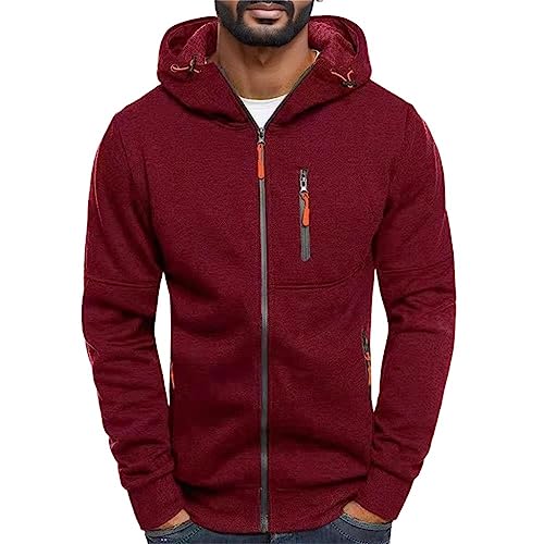 Pullover Herren Zip up Langarm Sweatjacke Herren mit Kapuze Kapuzenjacke mit Reißverschluss Oversized Sweatshirt Kapuzenpullover Sportjacke Outdoorjacke Kordelzug Casual Herbst Winter Hoody Jacke von Generisch