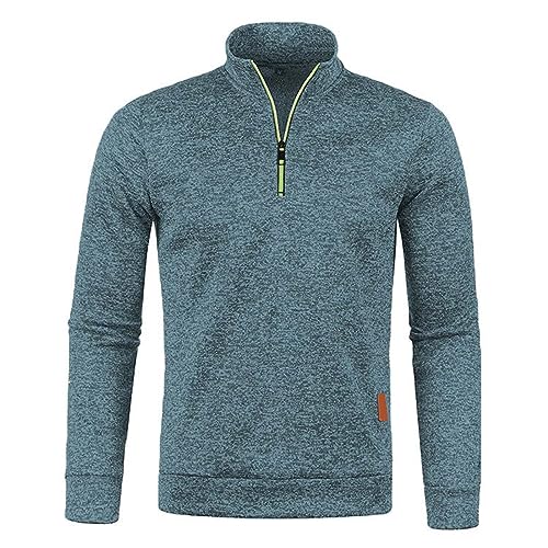 Pullover für Herren Winter Sweatshirt Training Langarmshirt Half Zip Sweater Casual Pulli Warm Winterpullover Langarm Sweater Basic Langarmshirts Einfarbig Rollkragenpullover Männer Wanderpullover von Generisch