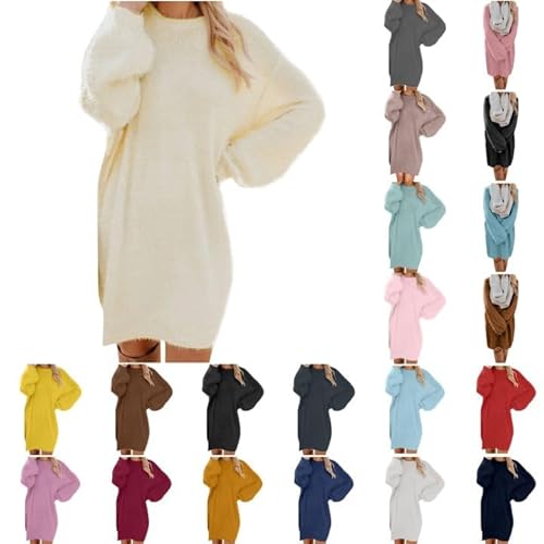 Pulloverkleid Damen Langarm Strickkleid Herbstkleid Elegant Knielang Kleider Einfarbig Rundhals Strickpullover Lässig Locker Longpullover für Leggings Mode Wollkleid Freizeitkleid Oversize Midikleid Pulloverkleid Damen Langarm Strickkleid Herbstkleid Elegant Knielang Kleider Einfarbig Rundhals Strickpullover Lässig Locker Longpullover für Leggings Mode Wollkleid Freizeitkleid Oversize Midikleid von Generisch