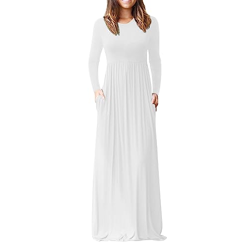 Pulloverkleid Damen Oversize : Damen Kleider Elegant Festlich Große Größen Stretch Strickkleid Rundhalsausschnitt A-Linie Kleid Einfarbige Maxikleid Mit Taschen Sweater Kleid Festkleid Herbstkleid von Generisch