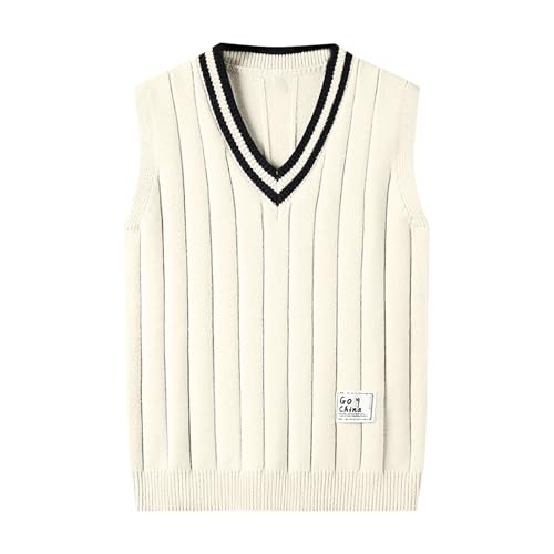 Pullunder Herren Pullover Vest Fit Gentleman Sweater Armellose Strickweste Business Knitted Waistcoat Weste Classic Ärmellos Comfort von Generisch