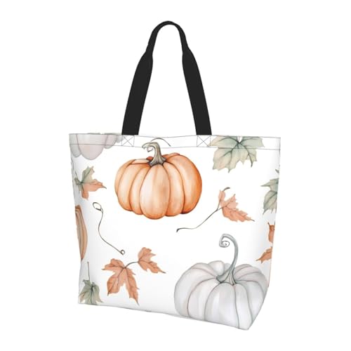 Pumpkin Maple Leaf Tote Bag Damen Schulterhandtaschen Ernte Herbst Einkaufstaschen Wasserabweisend Große Handtasche mit Innentasche für Arbeit Reise Schule von Generisch