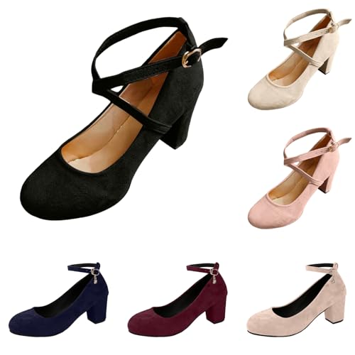Pumps Damen Elegant Blockabsatz Trachtenschuhe Riemchen Bequeme Absatzschuhe High Heels Dirndl Schuhe Oktoberfest Tanzschuhe Mit Absatz Leicht Einfarbig Damenschuhe Schwarz 35 von Generisch
