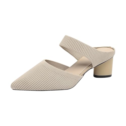 Pumps Damen Elegante Geschlossen High Heels Spitzer Zehenbereich Blockabsatz Stöckelschuhe Frauen Flacher Mund Hochhackig rutschfeste Slingback Schuhe für Arbeit und Alltag Bequeme Frauenschuhe von Generisch