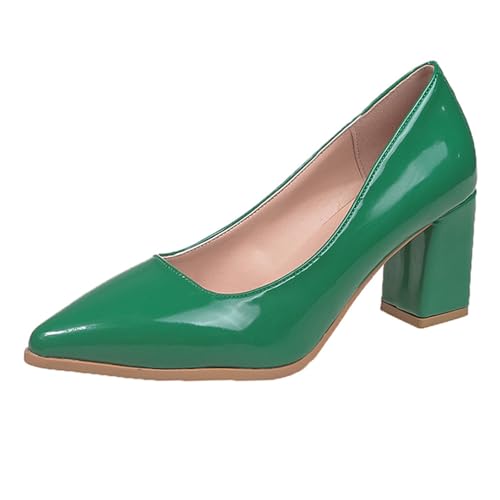 Pumps Damen Elegante High Heels für Jeden Anlass Modische Spitze Zehenpartie Lässige Chunky Heels Slip On Design mit Strapazierfähigem Obermaterial aus Leder Absatzschuhe von Generisch