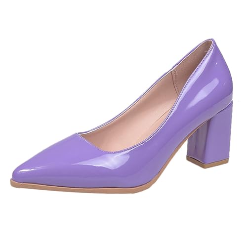 Pumps Damen Elegante High Heels für Jeden Anlass Modische Spitze Zehenpartie Lässige Chunky Heels Slip On Design mit Strapazierfähigem Obermaterial aus Leder Absatzschuhe von Generisch