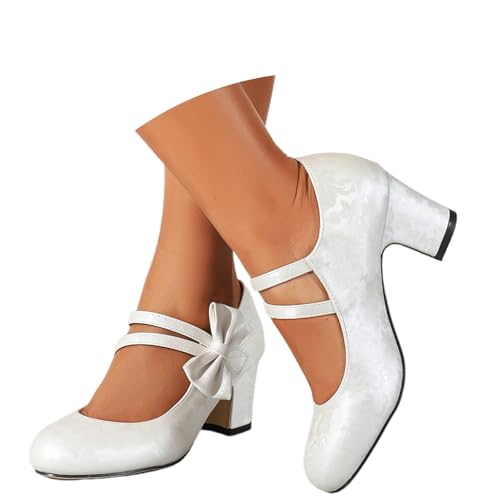 Pumps Damen Schwarz Breite Füße Dirndl Schuhe Elegant Absatzschuhe Oktoberfest Trachtenschuhe mit Blockabsatz Wildleder Tanzschuhe Bequeme High Heels Vintage Abendschuhe Hochzeitsschuhe von Generisch