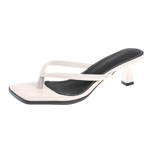 Pumps Damen Schwarz Slip-On High Heels Mit Zehentrenner Peeptoe Sandaletten Mit Kitten-Absatz Quadratisch Zehensandalen Slingback Flip-Flops Elegant Damensandalen Bequem Abendschuhe von Generisch