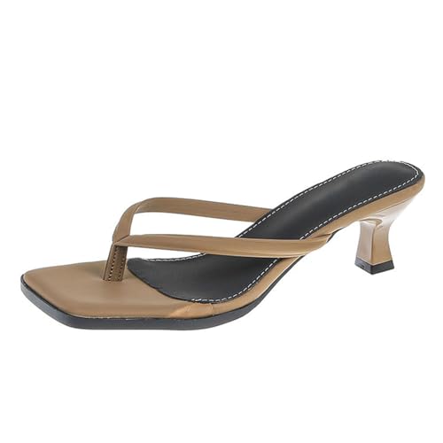 Pumps Damen Schwarz Slip-On High Heels Mit Zehentrenner Peeptoe Sandaletten Mit Kitten-Absatz Quadratisch Zehensandalen Slingback Flip-Flops Elegant Damensandalen Bequem Abendschuhe von Generisch