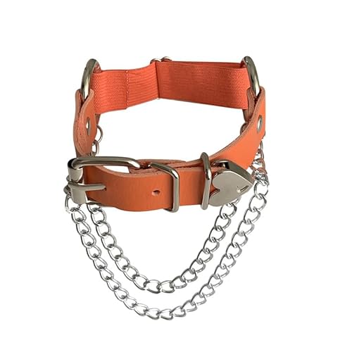 Punk Gothic Armmanschette Herzkette Verstellbare Lederarmbänder für Damen und Herren Steampunk Accessoires Retro Lederarmbinde Rock Armbänder Halloween Schmuck Geschenke Orange von Generisch