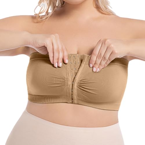 Push up BH Ohne Buegel Damen Trägerloser BH Push up Mit Vorderer Schnalle Bustier Seamless Soft Super Bequemer Bandeau BH Starker Halt rutschfest Trägerloses Top Ohne Träger Tube Top von Generisch