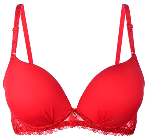 Push-up BH mit Geleinlagen Gelkissen Schmuckstein 70-85 Cup B (B, Rot, 75) von Generisch