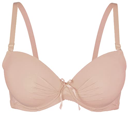 Push-up BH mit Maximizer-Effekt Raffung Damenunterwäsche 70-85 Cup A (A, Beige, 70) von Generisch