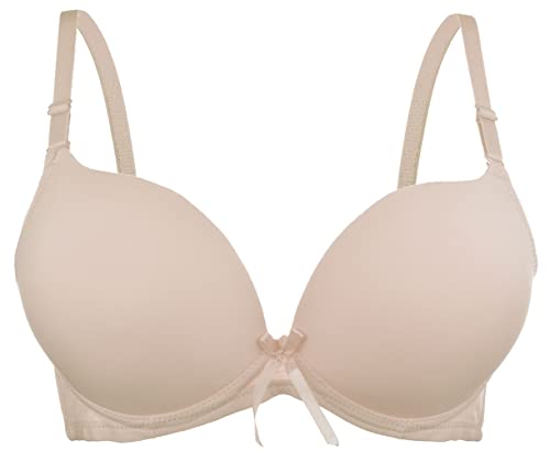 Push-up BH mit Schaumstoffkissen Glatte Cups Unterwäsche Dessous 75-95 Cup C (80C, Beige) von Generisch