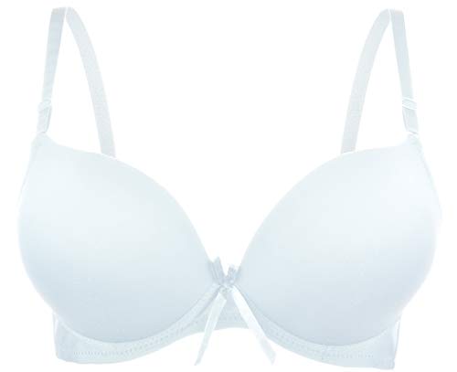 Push-up BH mit Schaumstoffkissen Glatte Cups Unterwäsche Dessous 75-95 Cup C (85C, Weiß) von Generisch