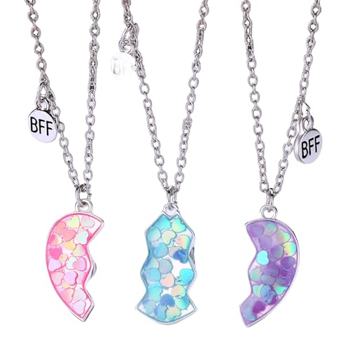 Puzzle Heart - Magnetische Freundschaft Halskette, dauerhafter Bond -Schmuck | Rhodium -Finish -Anhänger Ensemble, vielseitiger Style -Accessorizer, koordinierte Gebenkomponente, der Memo von Generisch